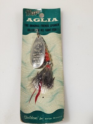 Vintage Mepps Aglia #4 Bucktail Spinner British French Patent US Pend Sheldon's