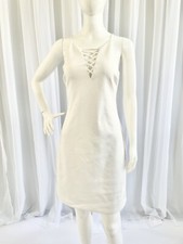 Guess White Criss Cross Fitted Bodycon Dress Size 14 White 