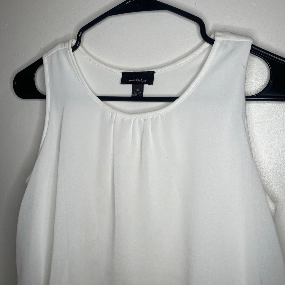 Amy's Closet Girl’s White & Black Patterned Dress Size 16 Layered Sheer - Image 3 of 4