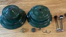 vintage Coleman lantern parts 2 green enamel tops 2 fuel caps 2 pumps 1 top nut 