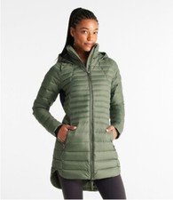 LL Bean Women's Boundless Down Coat in Thyme Green ladies size XL