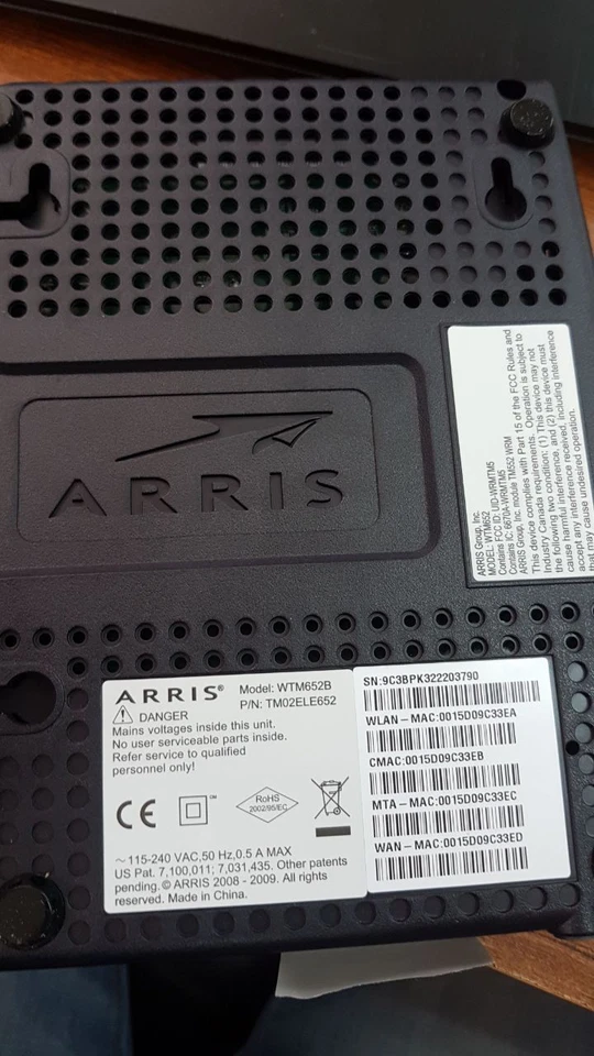 ARRIS WTM652B TOUCHSTONE TELEPHONY MODEM WTM652B/DM WTM652 TM02ELE652 - Image 3 of 4