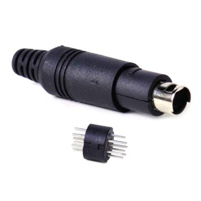Schwarz Mini Kunststoff Male 9 Polig Pin Din Stecker Adapter Knickschutz Neu Ato
