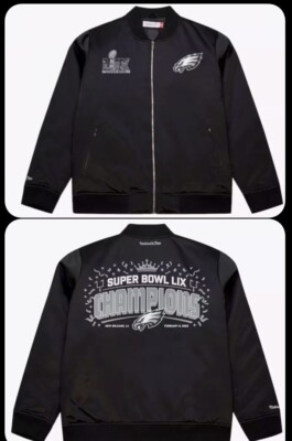 Eagles Mitchell & Ness Super Bowl 59 Champion Team Logo Satin Full-Zip Jacket 2X