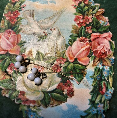 Antike französische Puppe dreifach weiß Glas Perlen Tropfen für Vintage Puppen Bru Jumeau