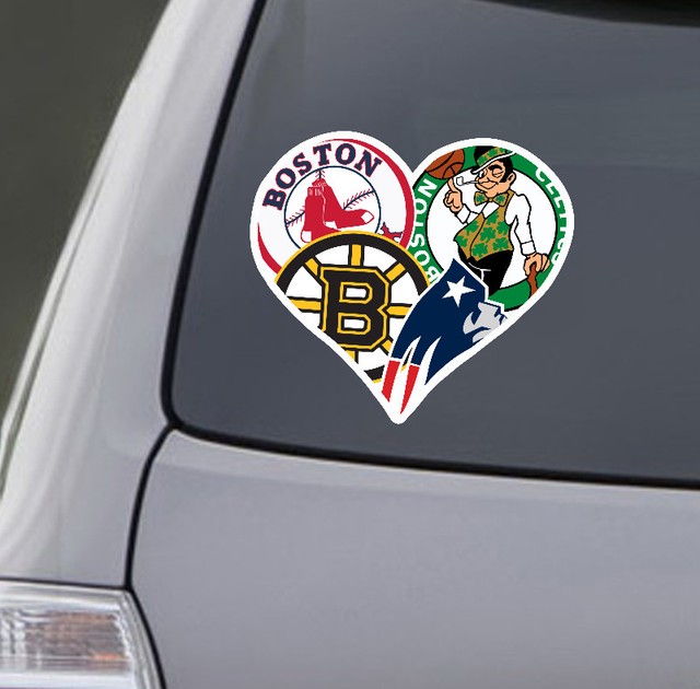 Love Boston Sports Car Sticker Decal Patriots Celtics Red Soxs Bruins