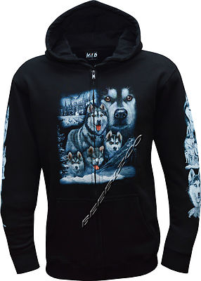 Husky Dog Puppy Puppies Dogs Cute Zip Zipped Hoodie Hoody Jacket M