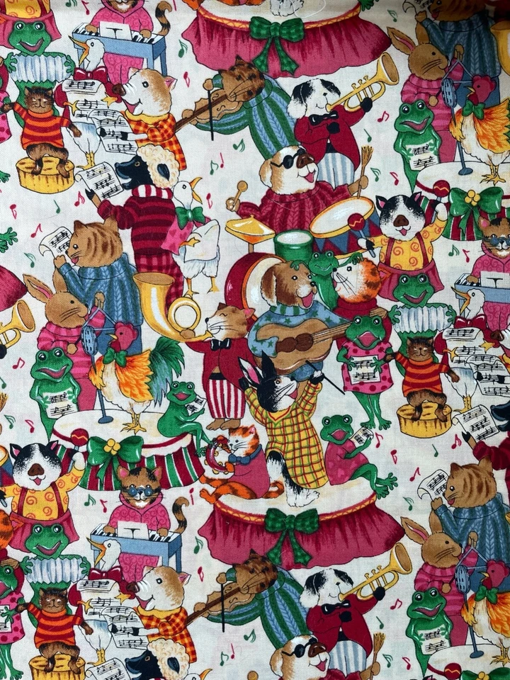 Free Spirit BARNYARD JUBILEE Musical Animals Christmas Cotton Quilt Fabric 52x44 - Image 2 of 3