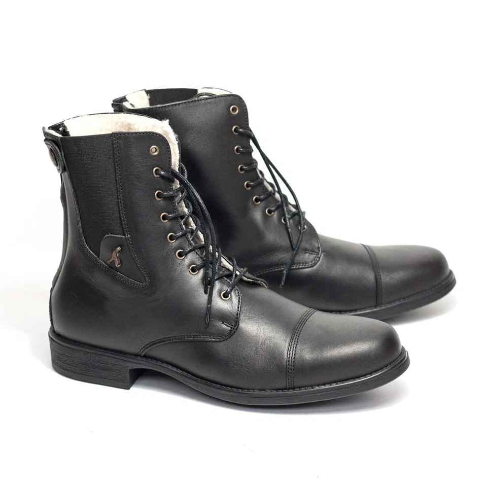 HoboShoes Winter Reitstiefelette Alexa Icy Leder Stallschuh Reitschuh schwarz