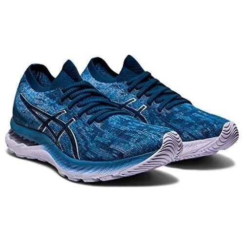 ASICS® Women's 9 B GEL-NIMBUS™ 23 KNIT Running Shoes in Grey Floss/Mako Blue - Image 4 of 4