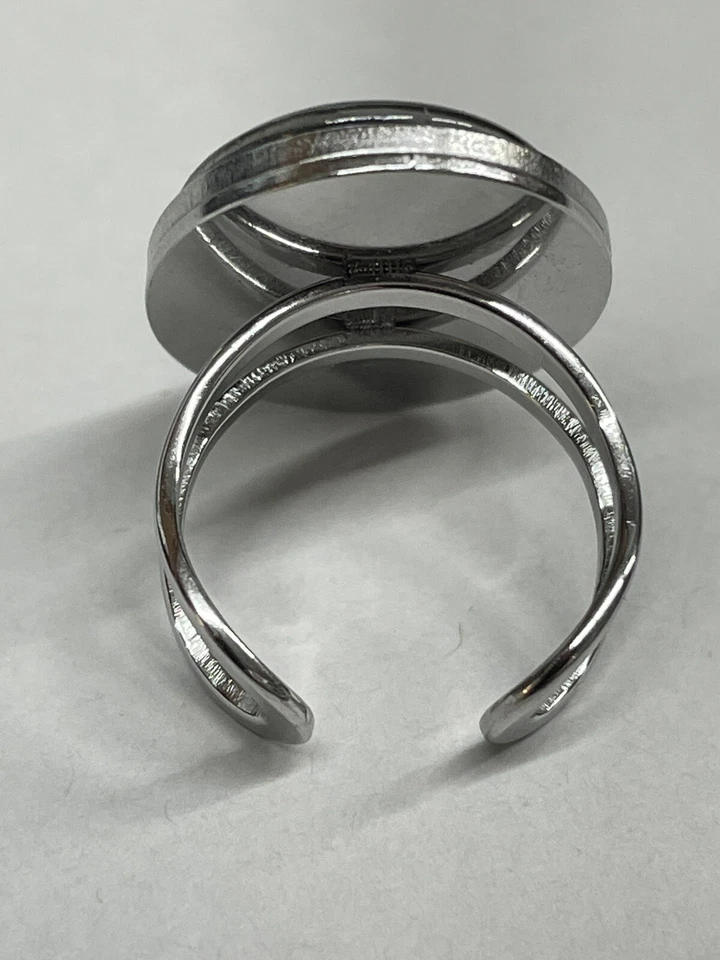 Anillo Ajustable Cuarzo Rosa Ovalado Piedras Preciosas Plata Acero Inoxidable Natural NUEVO Foto 4 de 4