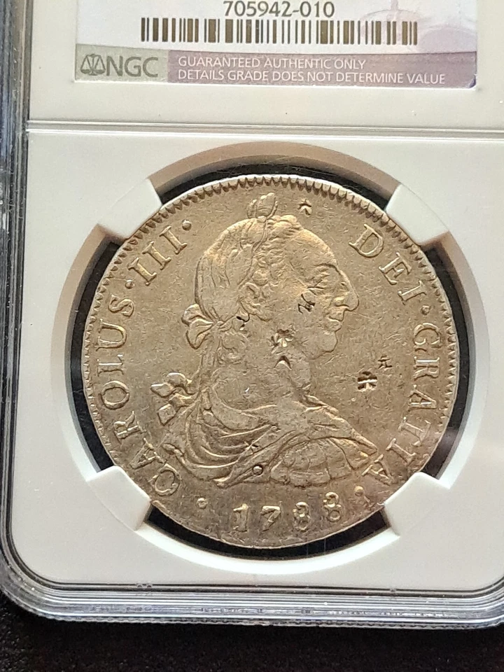 1788 LIMA IJ Peru 8 Realles NGC graded Chop marks XF details - Image 3 of 4