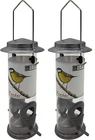 2 Pieces Wild Garden Bird Seed Feeder Heavy Duty Metal Hanging Loop Flip Top