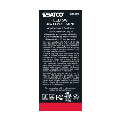 Satco S21360 - 5 Watt ST19 LED Clear Vintage Edison Light bulb - 2700K (6 Pack) - Picture 6 of 8