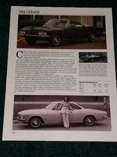 1969 Chevy Corvair Spec Sheet Info Photo 69 500 Monza Coupe Convertible