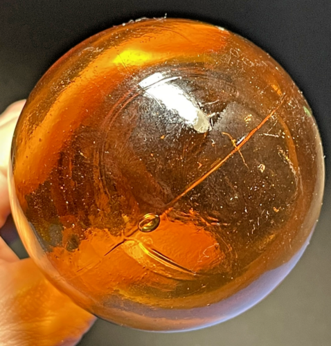 VNTG Mid Century Dekanter Kunst Glas Geist Flasche Schildkröte Shell Kugel Stopfen - Bild 3 von 7
