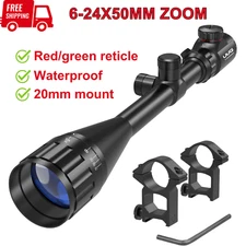 6-24x50AO Hunting Rifle Scope Long-Range Rimfire with Illuminated R/G 20mm Mount