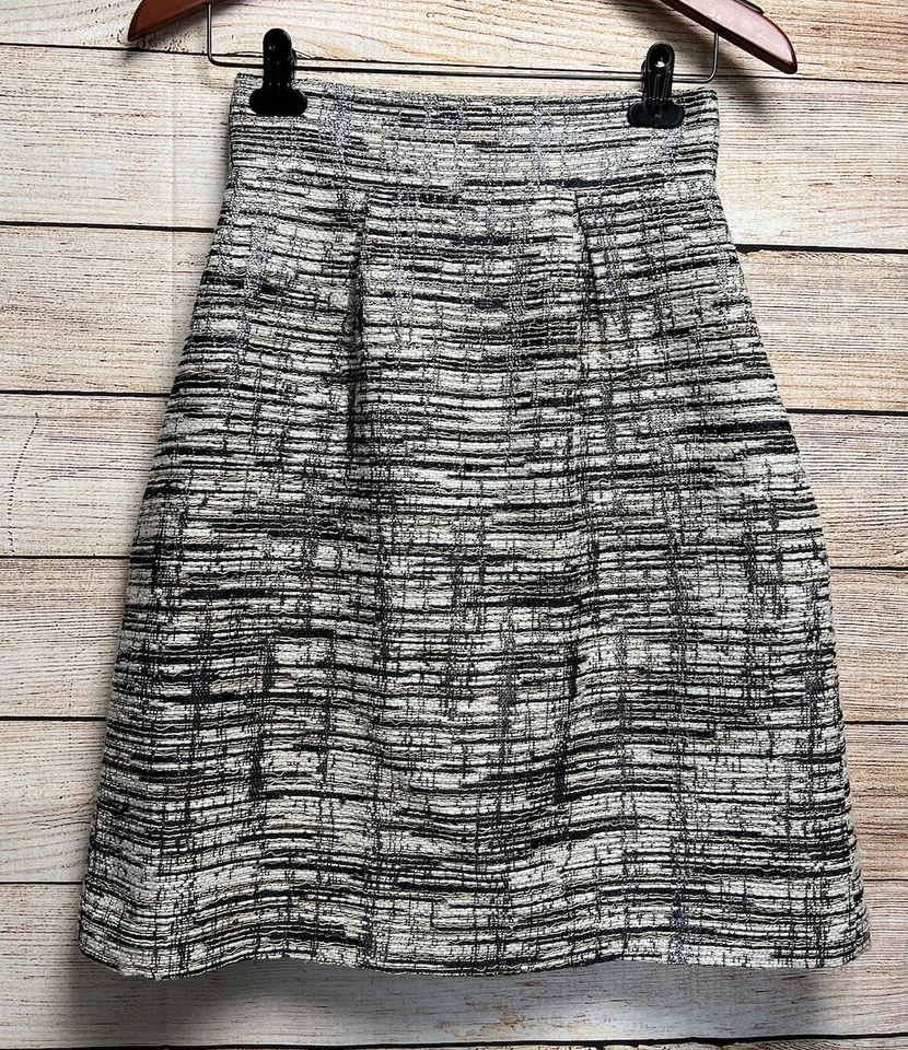 Peter Som высокая талия твидовый трапециевидный бант юбка США размер 0 металлик серебро длина до колена - Изображение 2 из 4
