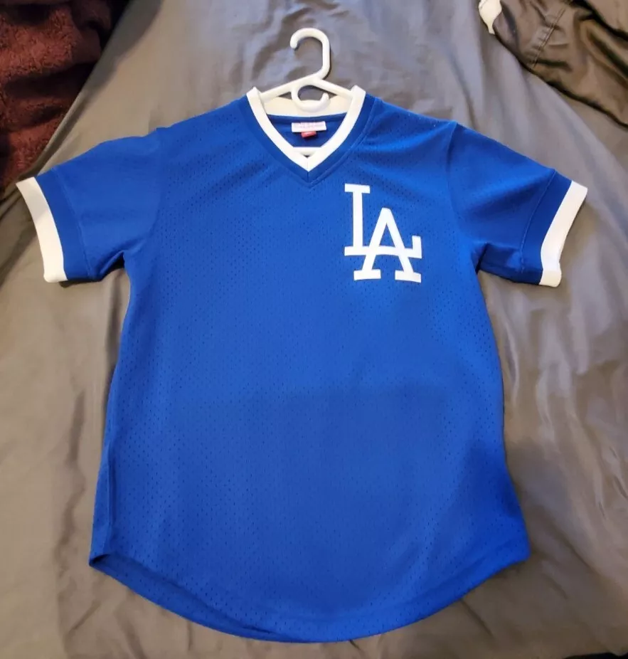 Los Angeles Dodgers Mitchell & Ness Blue Mesh V Neck Jersey