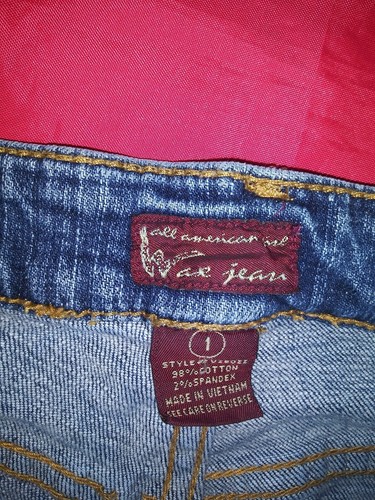 ALL AMERICAN GIRL WAX SZ 1 DISTRESSED PAINT SPATTER DENIM BOOTCUT BLUE JEANS - Picture 5 of 5