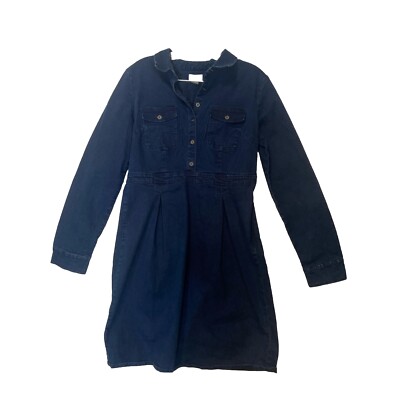 Old Navy Shirtwaist Denim Dress SZ 6 Dark Blue Long-Sleeve, Stretch, Knee  Length | eBay