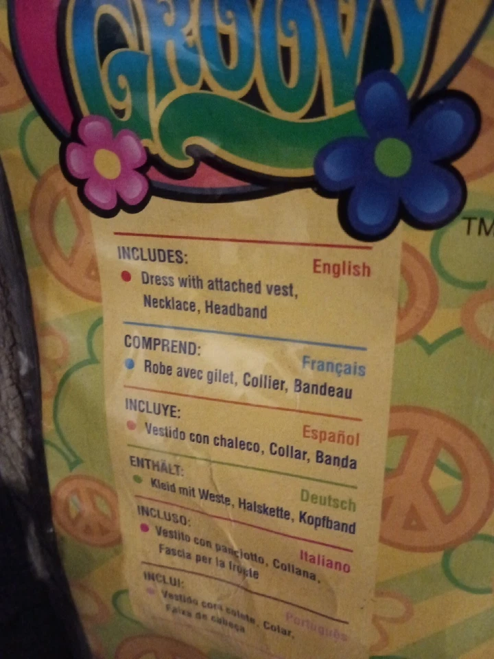  Hippie Girl 70's Groovy Cosplay Halloween Kids Costume  Size 12-14 - Image 2 of 2