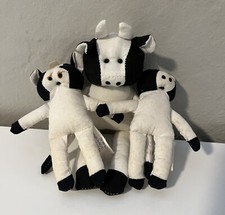 Vintage ME Enterprises Long Limb Stuffed Cow Family Cotton