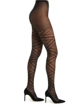 NWT Nordstrom Linear Plaid Tights Size S/M