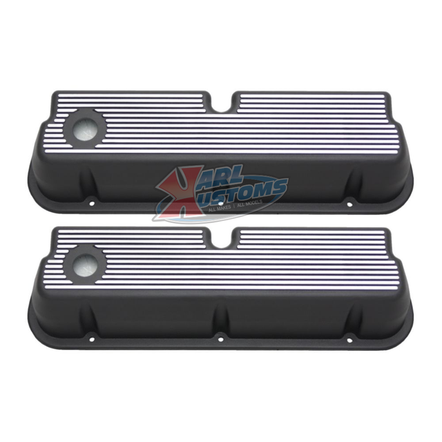 Small Block Ford SBF 289302 Finned Aluminum Tall Valve Covers Black Pair eBay
