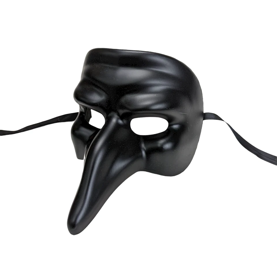 All black DIY Short Nose Medieval Plague Doctor Face Design Masquerade Mask - Image 3 of 4