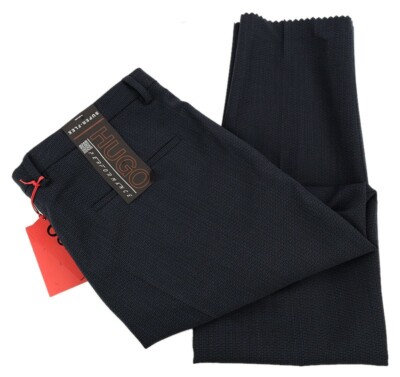HUGO BOSS RED LABEL Dark Blue HESTEN 212X Extra Slim Fit Wool Pants 34 R NWT