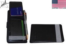 Black Flip Open 6 Card Wallet, Cellphone Phone Back Holder ID Credit Card Case