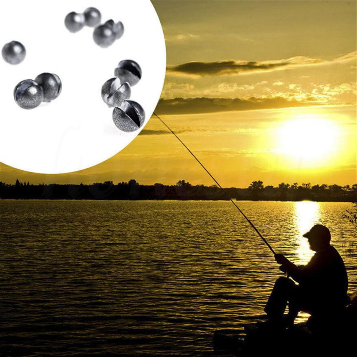 50Pcs Round Shape Split Shot Lead Sinker Fishing Tackle Weight 