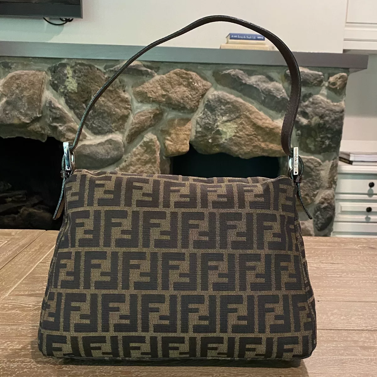 FENDI Zucca Mamma Baguette Tobacco Silver Hardware Vintage