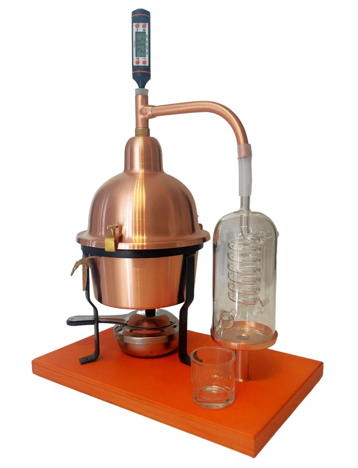 essential oils & hydrosol still alembic in copper with glass condensation coil - Image 3 of 4