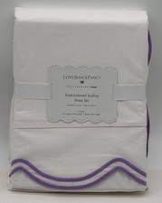 Pottery Barn Teen LoveShackFancy Embroidered Scallop TWIN XL Sheet Set Purple