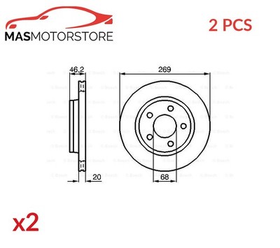 BREMSSCHEIBEN SATZ PAAR HINTEN BOSCH 0 986 478 316 2PCS P FÜR AUDI 100,A8,200