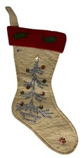 Felt Christmas Stocking Sock Tree Glitter Vintage 50's or 60s Homemade Vintage