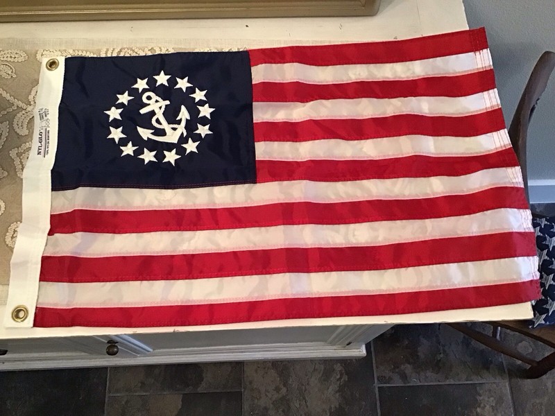 New Vintage Annin NYL-GLO YACHT ENSIGN, 25x16, Nautical Flag, Anchor & 13 Stars