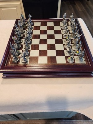 RARE Fantasy of the Crystal Chess Set 1993, Swarovski - Dragon, Wizard, Elf