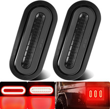 2pcs 6 Inch Smoked Lens Oval Red 52 Leds Trailer Boat Halo Brake Stop Running