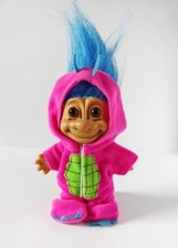 Vintage Russ Troll - Blue Haired Dinosaur Costume 5"
