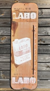 old advertising OILS LABO unenamelled plate without thermometer
