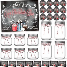 21 Pcs Hot Chocolate Bar Kits with Glass Jars, Cocoa Sign KT Board Stand, Ten...