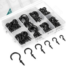 105 Pcs Screw Hooks, 6 Sizes Black Cup Hooks, Screw in Hooks for Hanging, Met...