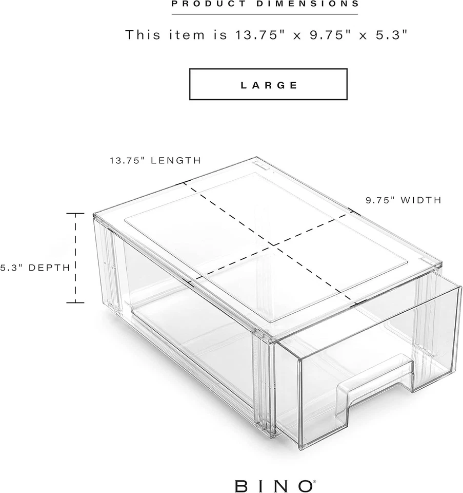 BINO | Cajón de almacenamiento apilable | LA COLECCIÓN CAJA | Transparente grande, Foto 3 de 4