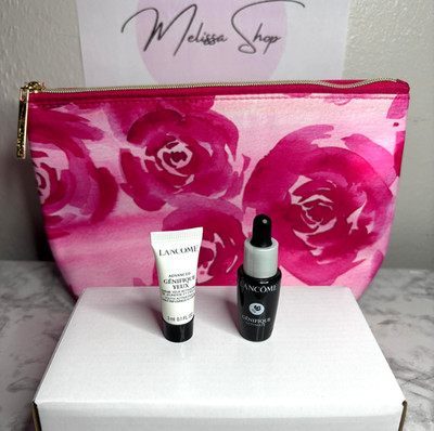 Lancôme Génifique 3 Pc Bundle Makeup Bag + Serum & Eye Cream Travel Size