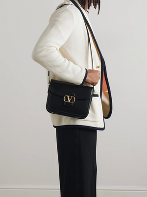 VALENTINO GARAVANI 9To5 Black Smooth Leather Shoulder Bag New