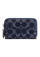 NWT Coach Essential Small Zip Around Card Case In Signature Denim Blue NEW