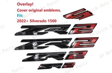 OVERLAY Gloss Black Red Fender Grille Tailgate ZR2 Emblem 2022+ Silverado 1500